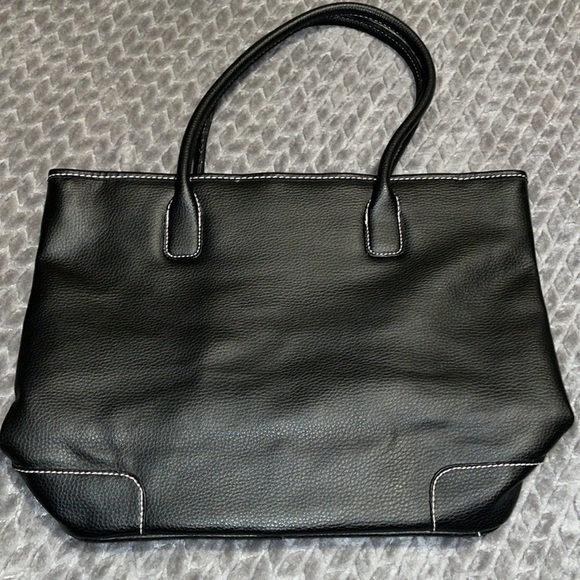 Victoria Secret Black Tote Bag.  Pink lining.  Pink stitching. - Picture 5 of 8